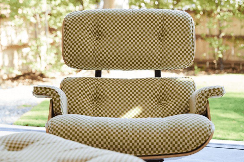 Eames® Lounge Chair and Ottoman - Alexander Girard Check - Herman Miller® - Chairs - Classic - White Oak - Black/White Checker - HORNE