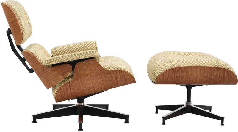 Eames® Lounge Chair and Ottoman - Alexander Girard Check - Herman Miller® - Chairs - Classic - White Oak - Black/White Checker - HORNE