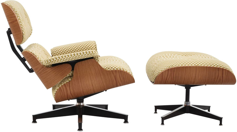 Eames® Lounge Chair and Ottoman - Alexander Girard Check - Herman Miller® - Chairs - Classic - White Oak - Black/White Checker - HORNE