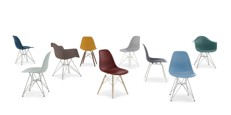 Eames® Molded Plastic Side Chair – 4 - Leg Base - Herman Miller® - Chairs - White - Evergreen - Standard Glide - HORNE