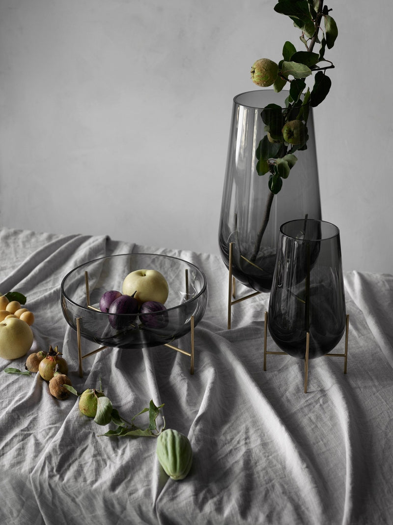 Echasse Vase - Audo Copenhagen - Vases - Small - Smoke/Brushed Brass - HORNE