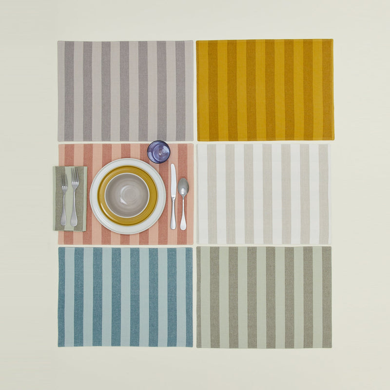 Essential Striped Placemat - Set of 4 - Hawkins New York - Kitchen + Table Linens - Ivory/ Flax - HORNE