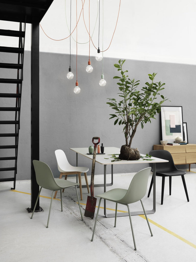 Fiber Side Chair A - Base - Muuto - Chairs - Grey Seat & Chrome Base - HORNE