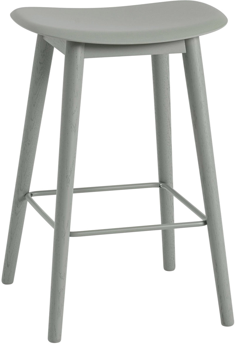 Fiber Stool Without Back - Wood Base - Muuto - Stools + Benches + Ottomans - Black Seat & Black Base - Counter Height - HORNE