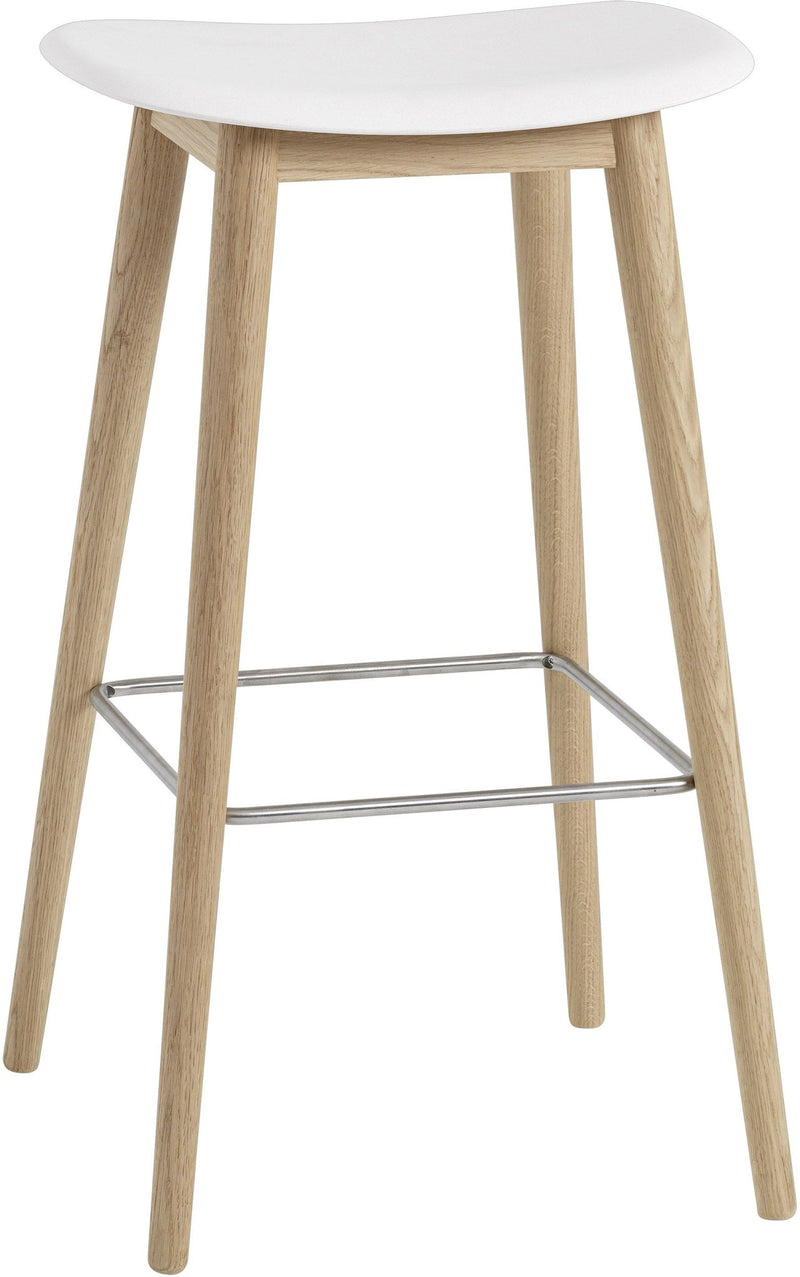 Fiber Stool Without Back - Wood Base - Muuto - Stools + Benches + Ottomans - Black Seat & Black Base - Counter Height - HORNE