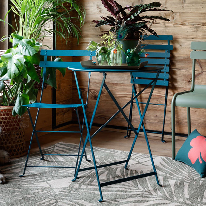 French Bistro Folding Chair - Set of 2 - Fermob - Outdoor Furniture - Acapulco Blue - HORNE