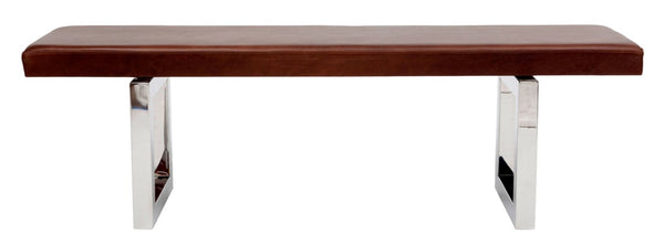 GAX 16 Leather Bench - Stainless Steel - Artless - Stools + Benches + Ottomans - 48"W - Stainless Steel - Blackbean - HORNE