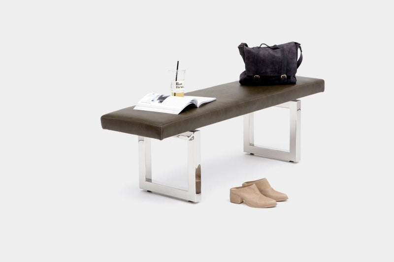GAX 16 Leather Bench - Stainless Steel - Artless - Stools + Benches + Ottomans - 48