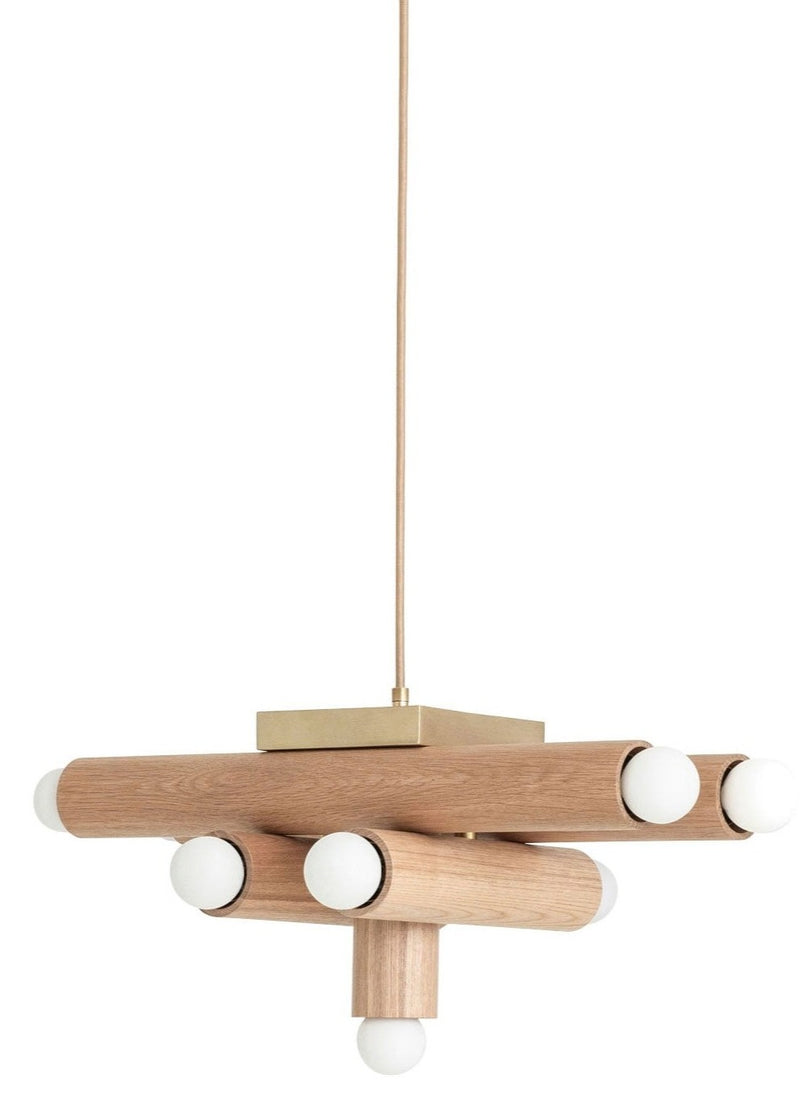 Hieroglyph Pendant - Workstead Pendants - Natural Oak - Hewn Brass + Beige Cord - HORNE