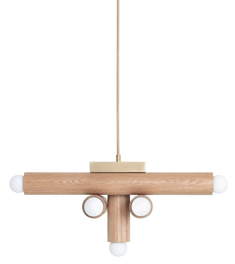 Hieroglyph Pendant - Workstead Pendants - Natural Oak - Hewn Brass + Beige Cord - HORNE