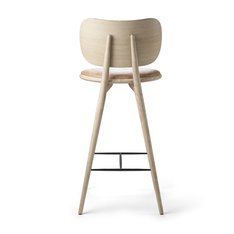 High Stool With Back Rest - Mater - Stools + Benches + Ottomans - Natural Matt Oak - 40.2