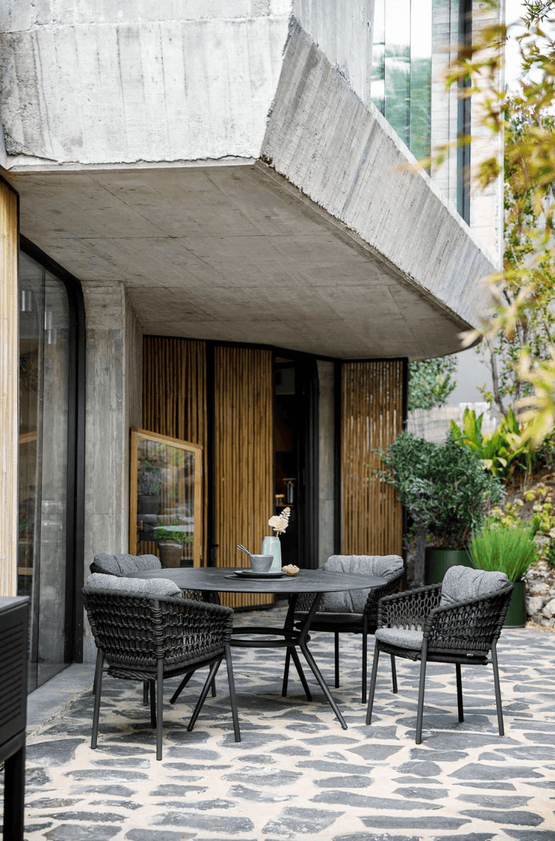Joy Circular Dining Table - Cane Line - Outdoor Furniture - Lava Grey - Black - HORNE