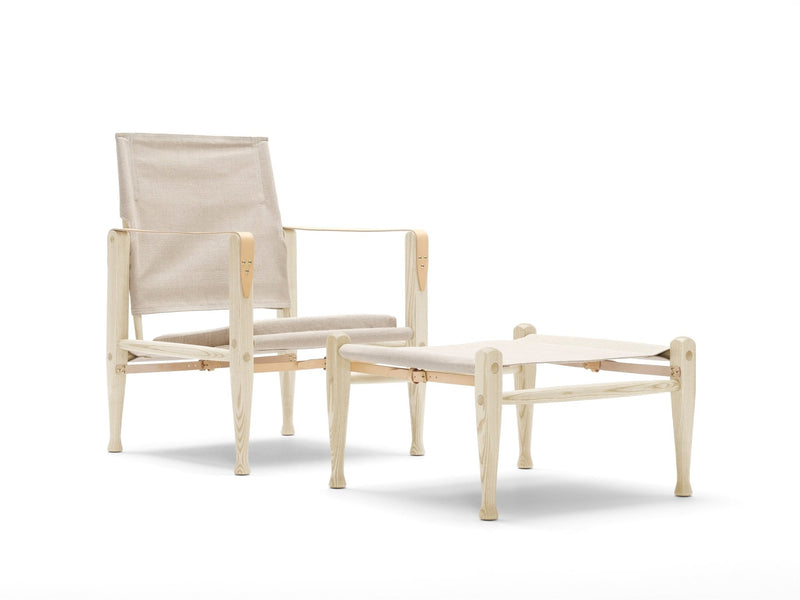 KK97170 Safari Foot Stool - Carl Hansen & Son - Stools + Benches + Ottomans - White Oiled Ash/Canvas - HORNE