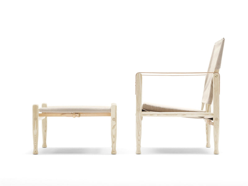 KK97170 Safari Foot Stool - Carl Hansen & Son - Stools + Benches + Ottomans - White Oiled Ash/Canvas - HORNE