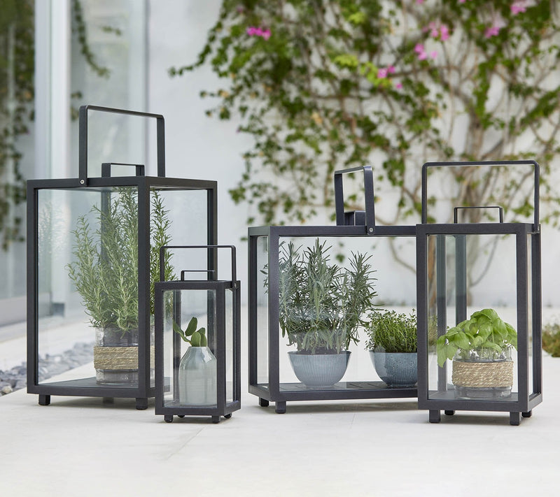 Lighthouse Lanterns - Aluminum - Cane Line - Candle Holders - Rectangular - Lava Grey - HORNE