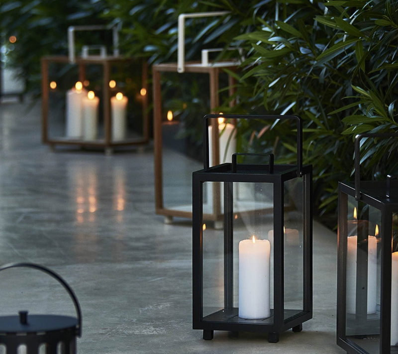 Lighthouse Lanterns - Aluminum - Cane Line - Candle Holders - Rectangular - Lava Grey - HORNE