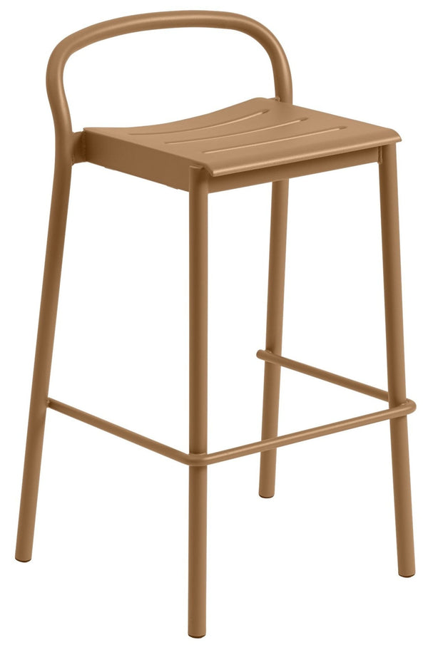 Linear Steel Bar & Counter Stool - Muuto - Stools + Benches + Ottomans - Bar Height - Burnt Orange - HORNE