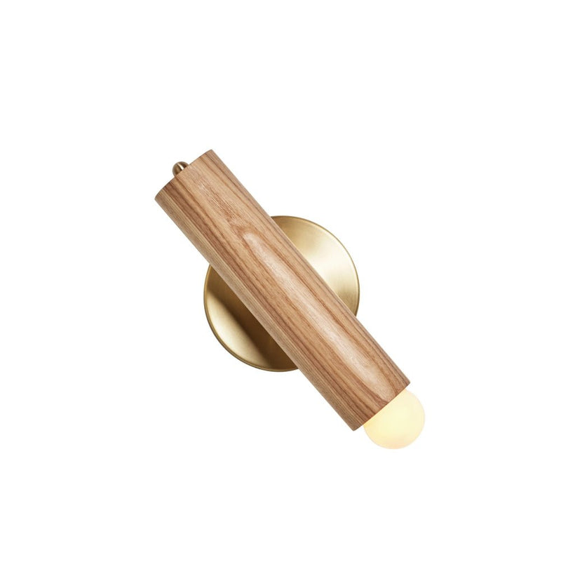 Lodge Wall Sconce - Workstead - Wall Sconces - Natural Oak - Hewn Brass - HORNE