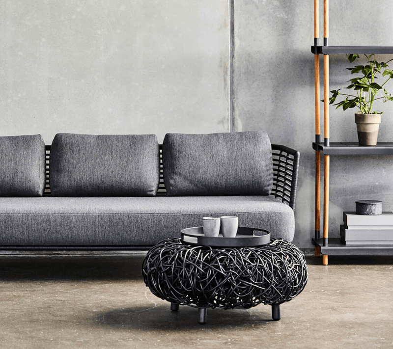 Loop Footstool - Cane Line - Stools + Benches + Ottomans - Black - HORNE