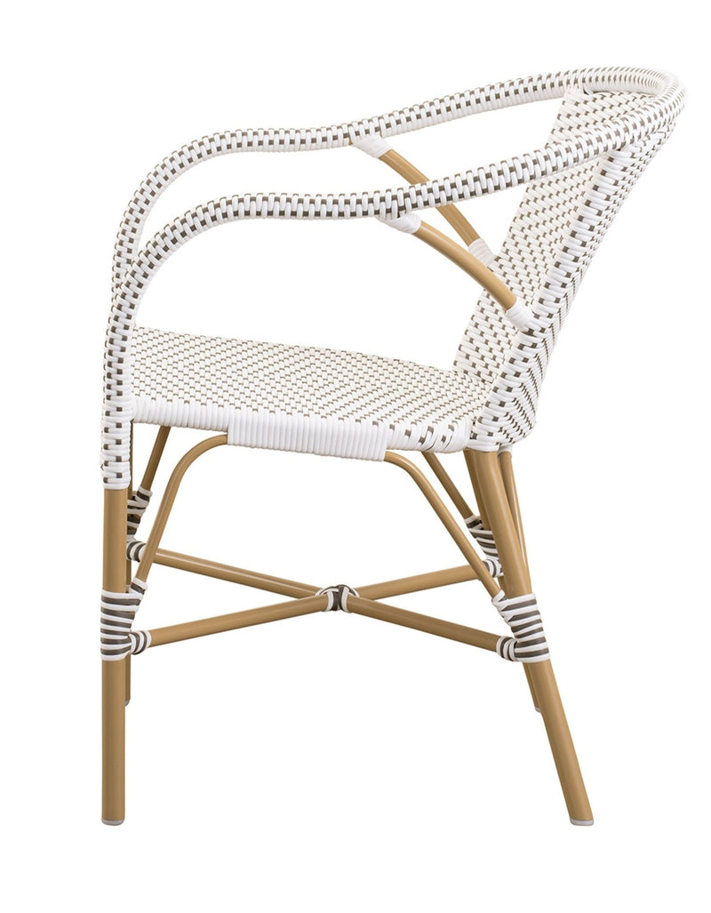 Madeleine Arm Chair AluRattan - Sika Design - Outdoor Furniture - Navy Blue with White Dots - White - HORNE