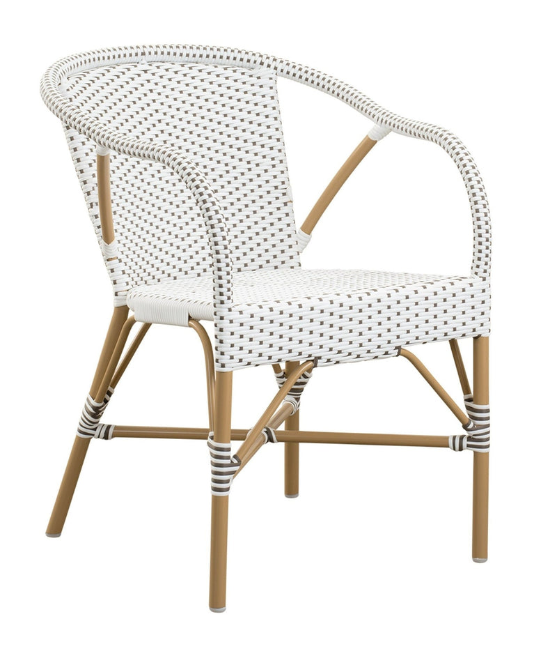 Madeleine Arm Chair AluRattan - Sika Design - Outdoor Furniture - Navy Blue with White Dots - White - HORNE