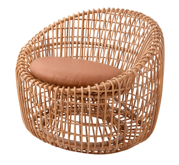 Nest Indoor Round Chair with Cushion - Cane Line - Chairs - Cognac Leather - HORNE