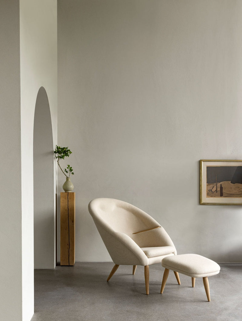 Oda Ottoman - Audo Copenhagen Stools + Benches + Ottomans - Natural Oak - Hallingdal 65 Fabric - 0110 - HORNE