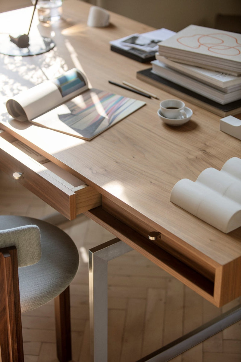 Office Desk - Karakter - Coffee Tables - White Lacquered Oak - Grey - HORNE