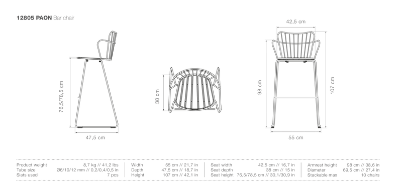 PAON Outdoor Bar Chair - HOUE - Outdoor Furniture - White - HORNE