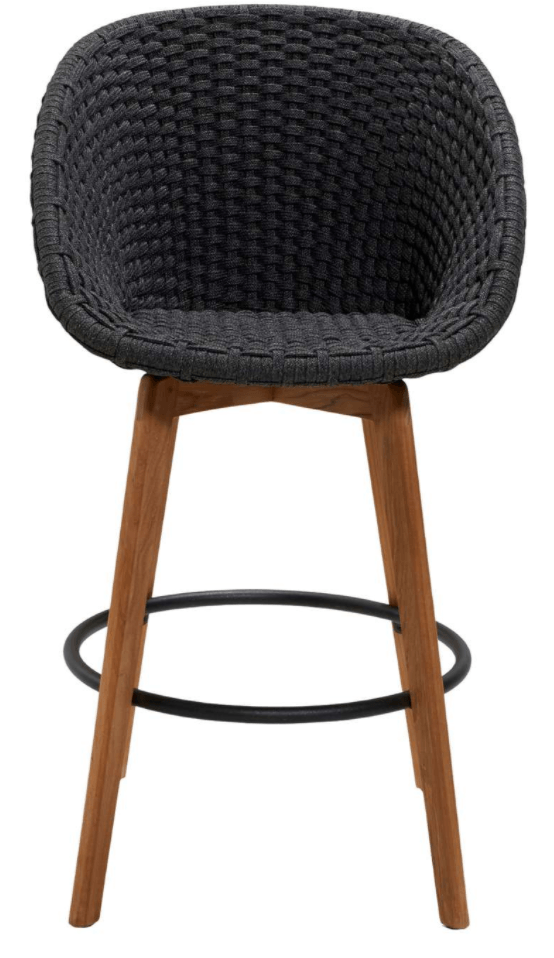 Peacock Bar Chair, Teak Legs - Cane Line - Outdoor Furniture - Add Grey Cushion - HORNE