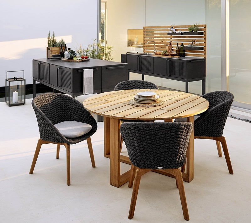 Peacock Chair With Teak Legs - Cane Line - Outdoor Furniture - Add Grey Cushion - HORNE