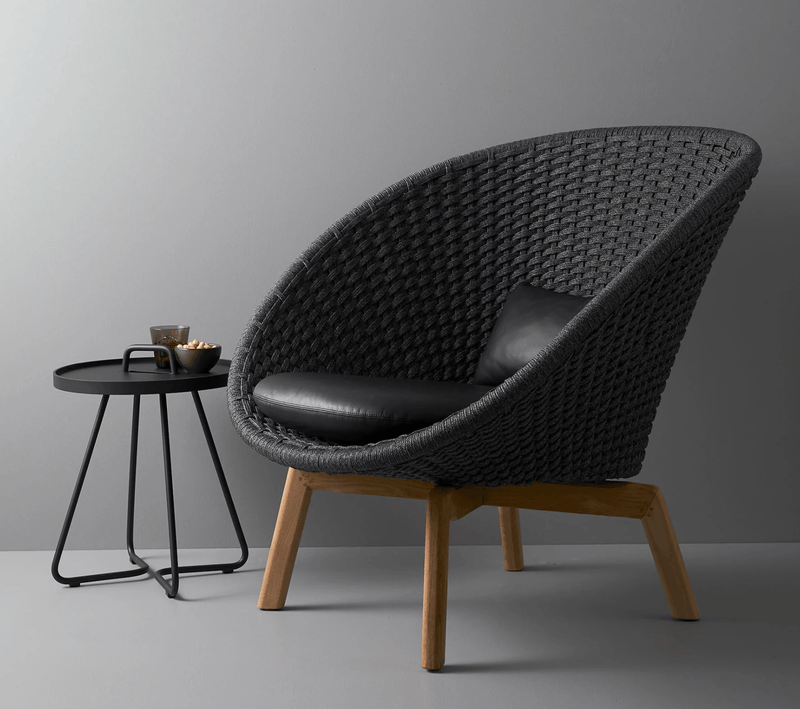 Peacock Indoor Lounge Chair - Cane Line - Chairs - Teak w/ Dark Grey - No Cushion - HORNE