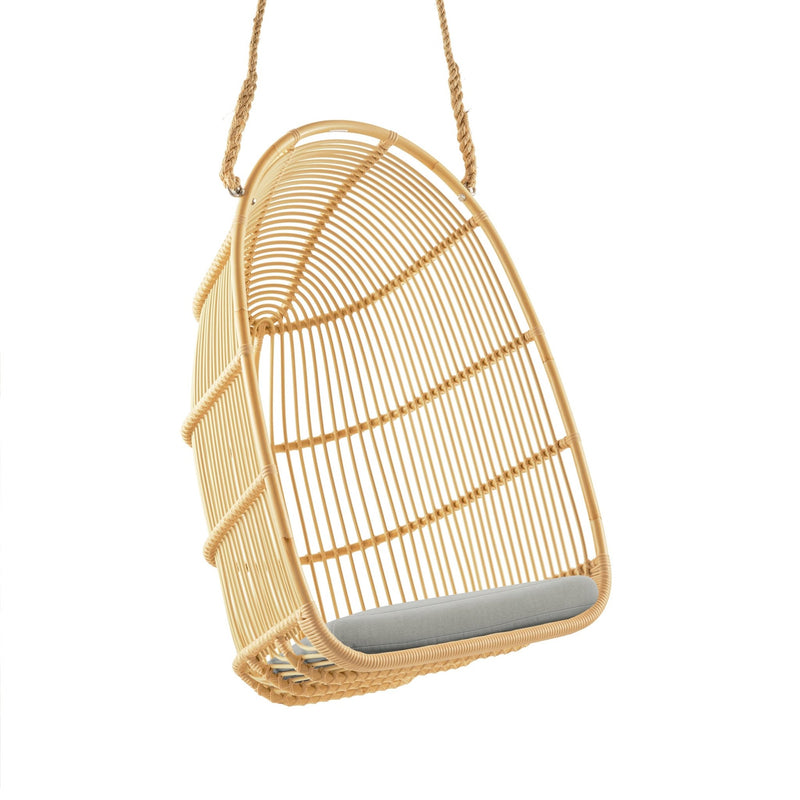 Renoir Rattan Hanging Swing Chair - Exterior - Sika Design - Outdoor Furniture - Natural - Tempotest White Canvas - HORNE