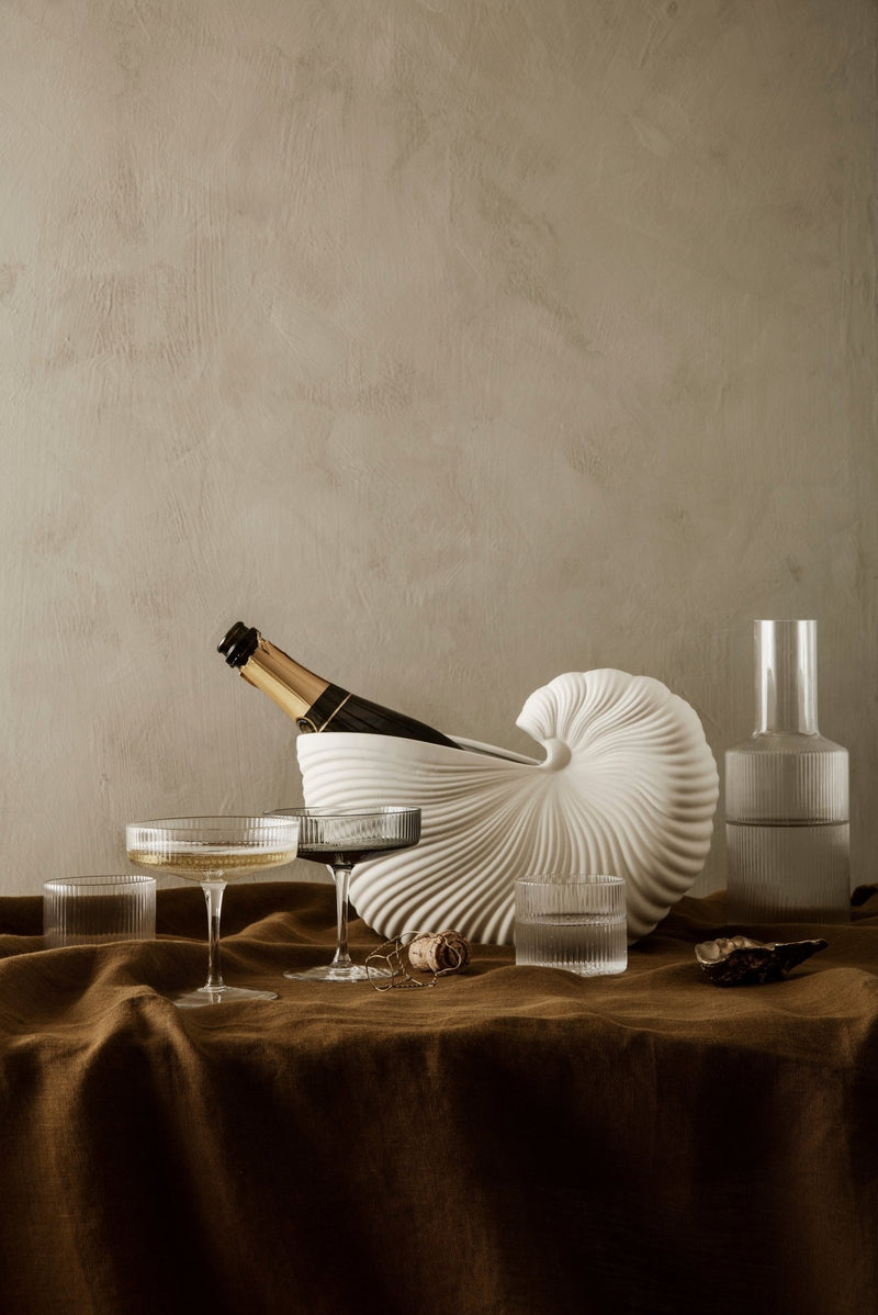 Ripple Champagne Saucer - Set of 2 - Ferm Living - Carafes + Pitchers - Smoked Grey - HORNE
