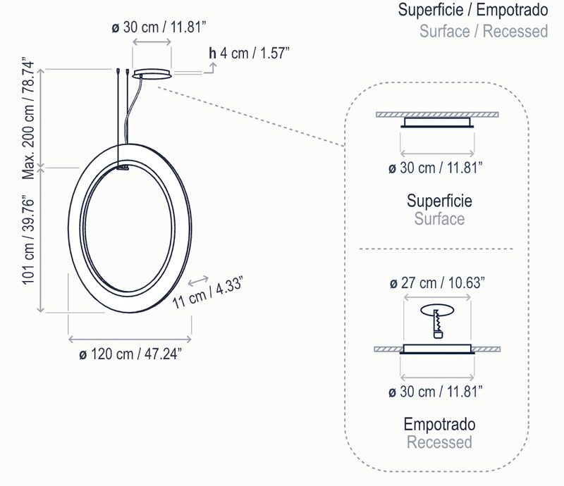 Roda S/120/V LED Dimmable Pendant - Bover - Pendants - Cream - Surface Canopy - HORNE