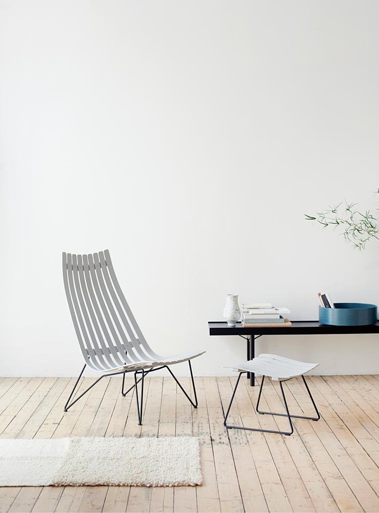 Scandia Senior Bolt Easy Chair - Fjordfiesta - Chairs - Oak Veneer + Satin Steel Bolt Base - No Headrest - No Sheepskin - HORNE