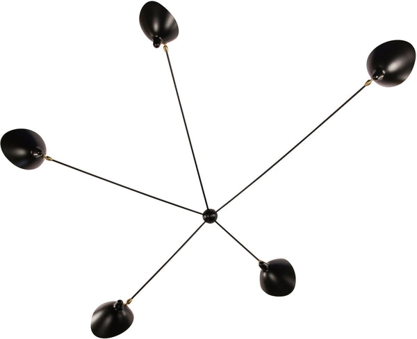 Serge Mouille 5 Still Arm Spider Ceiling Lamp