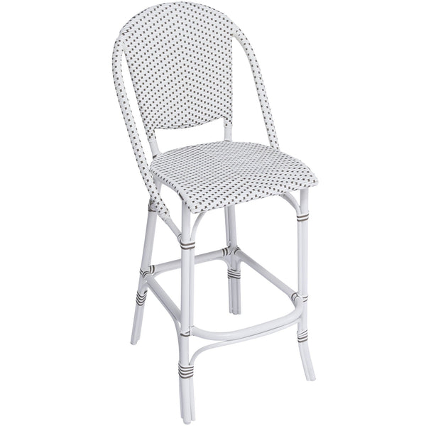 Sofie Bar Stool AluRattan - Sika Design - Stools + Benches + Ottomans - White - White / Cappuccino Dots - HORNE