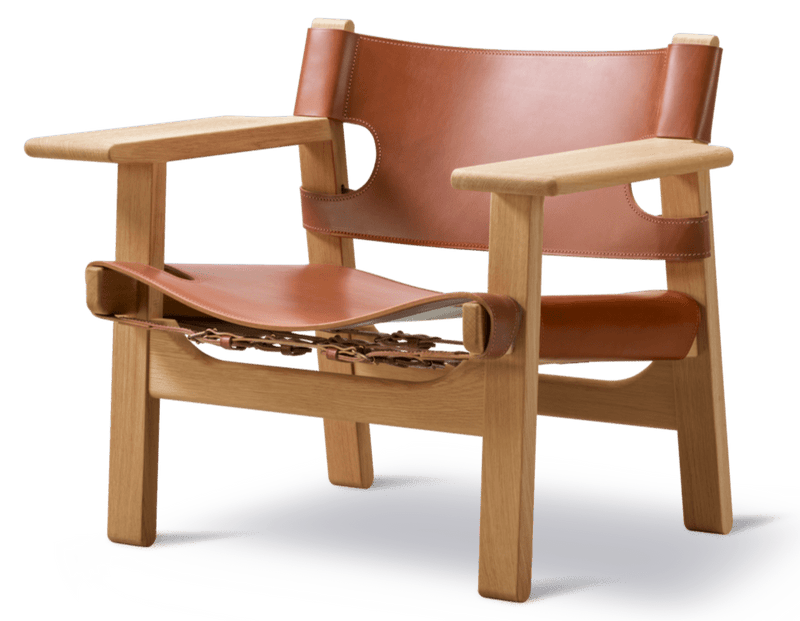 Spanish Chair - Fredericia - Chairs - Natural Saddle Leather/Soaped Oak - HORNE