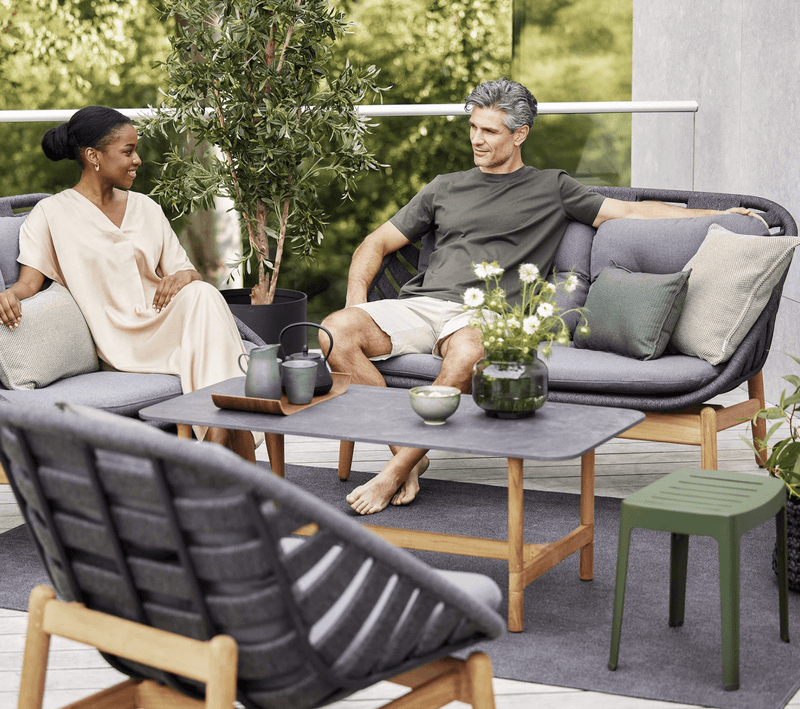Strington Lounge Chair - Cane Line - Outdoor Furniture - Taupe AirTouch w/ Teak Frame - HORNE