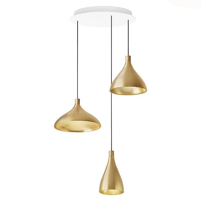 Swell Chandelier - Pablo Designs - Chandeliers - Set of 3 - White/Brass - HORNE