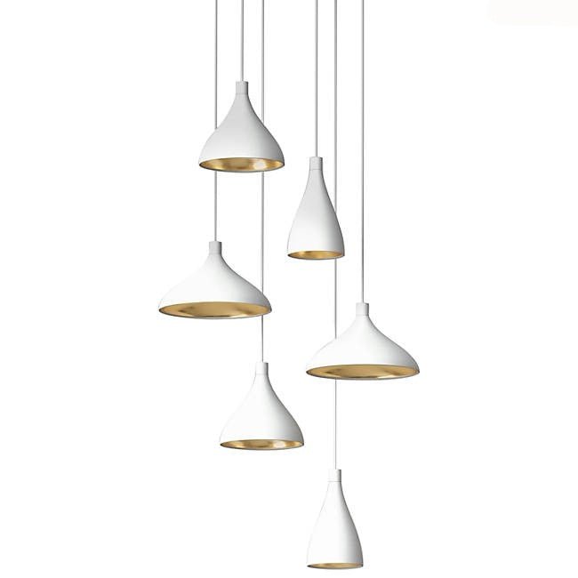 Swell Chandelier - Pablo Designs - Chandeliers - Set of 3 - White/Brass - HORNE