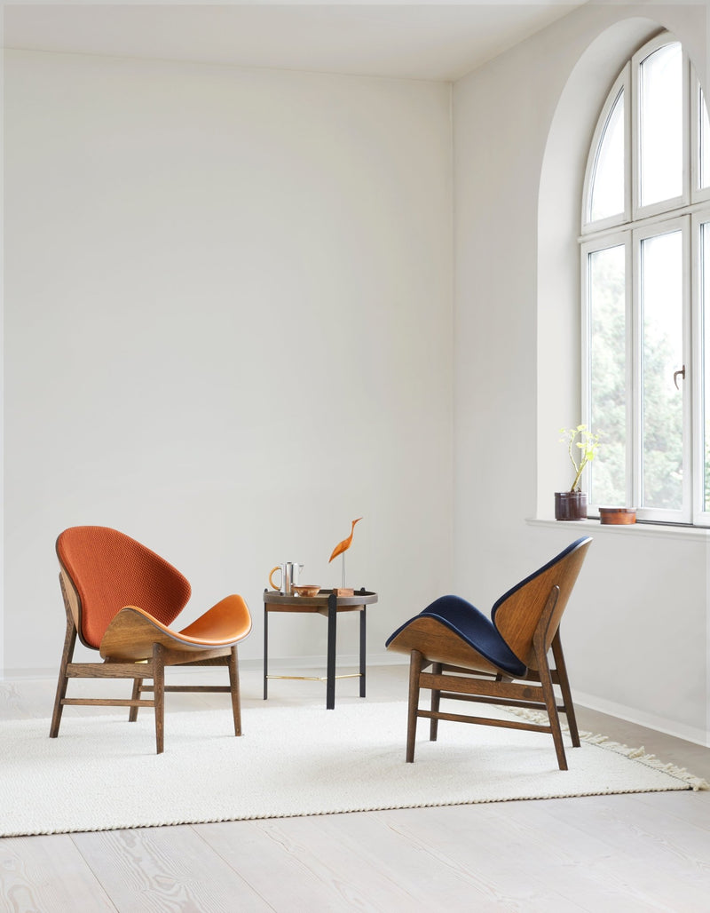 The Orange Lounge Chair - Upholstered Back and Seat - Warm Nordic - Chairs - Black Leather/ Black Oak - HORNE