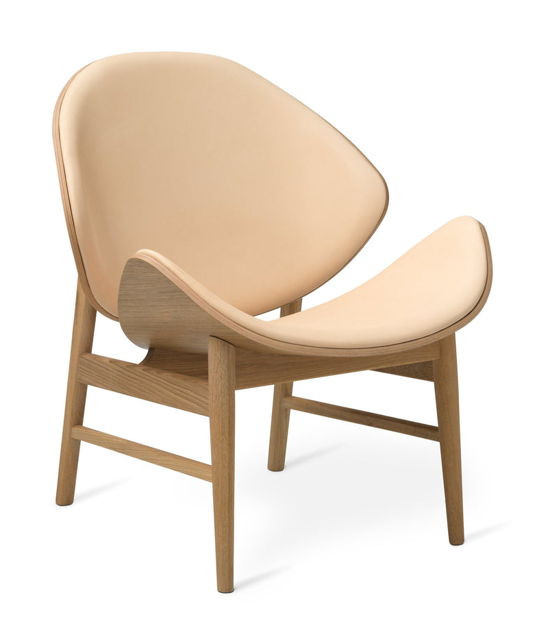 The Orange Lounge Chair - Upholstered Back and Seat - Warm Nordic - Chairs - Black Leather/ Black Oak - HORNE