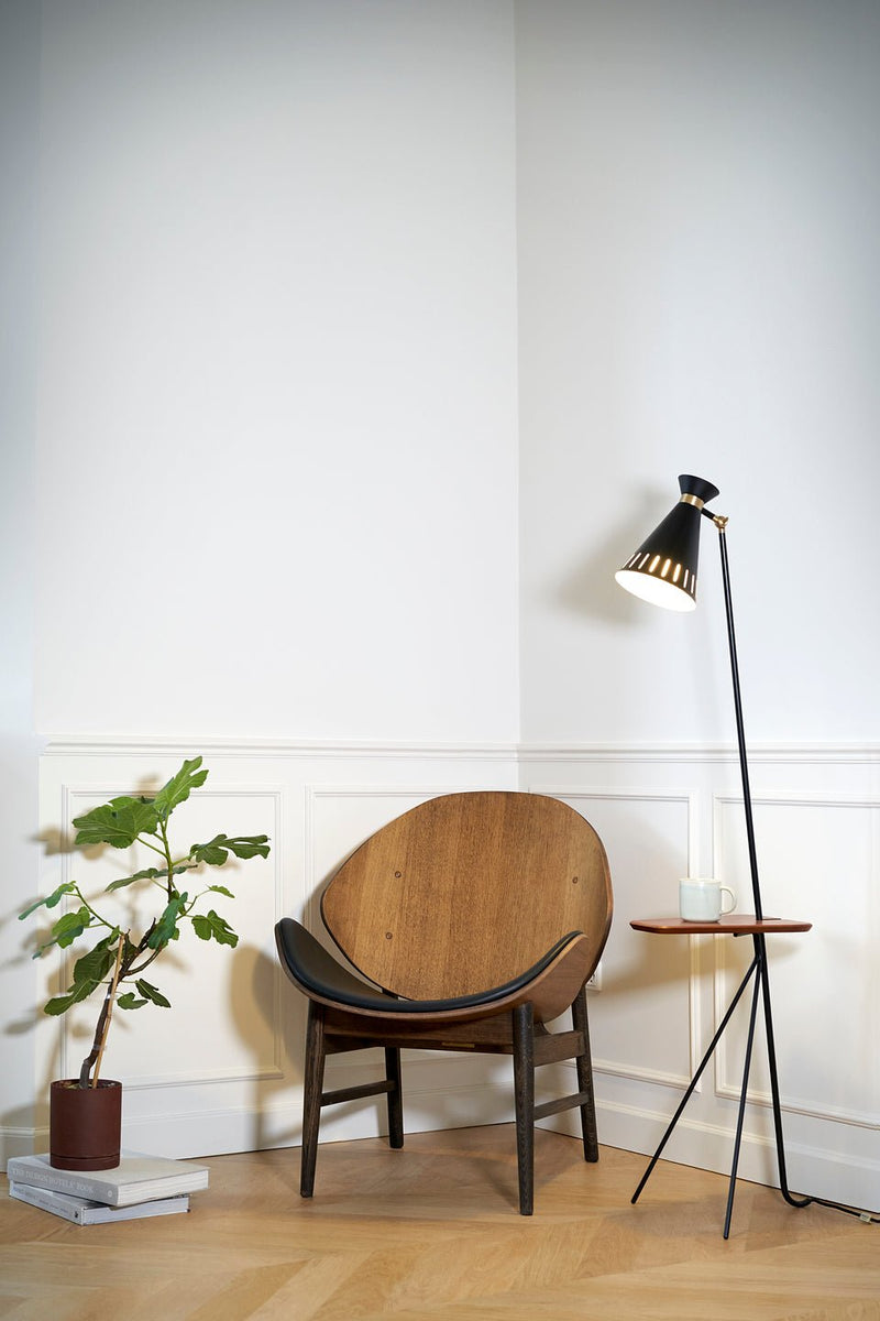 The Orange Lounge Chair - Upholstered Seat - Warm Nordic - Chairs - Black Leather/ Smoked Oak - HORNE