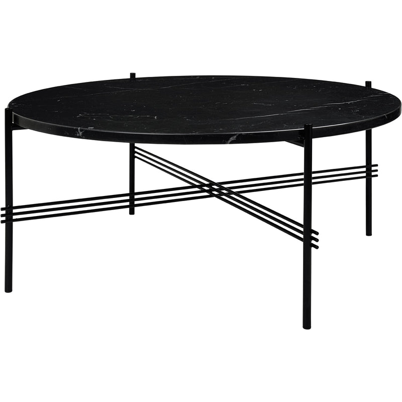TS Coffee Table Round Ø 31.5 - Gubi - Tables + Desks - Brass - White Carrara Marble - HORNE