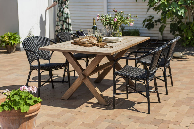 Valerie Arm Chair AluRattan - Sika Design - Outdoor Furniture - Black - Black / Cappuccino Dots - HORNE