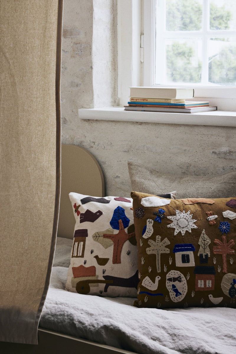 Village Cushion - Ferm Living - Bedding + Pillows - Off - White - HORNE