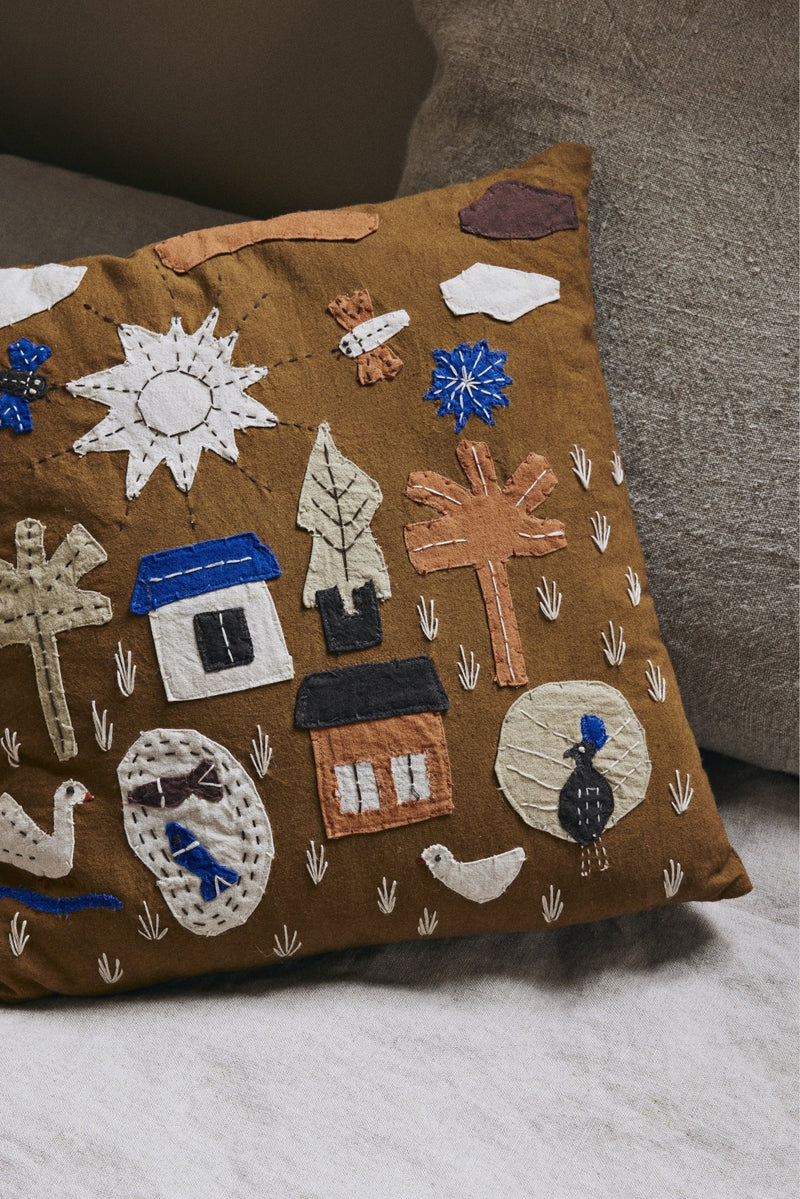 Village Cushion - Ferm Living - Bedding + Pillows - Off - White - HORNE